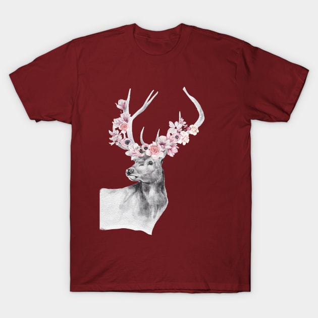 A Buck Watercolor Portrait T-Shirt by Duck Cloud 9